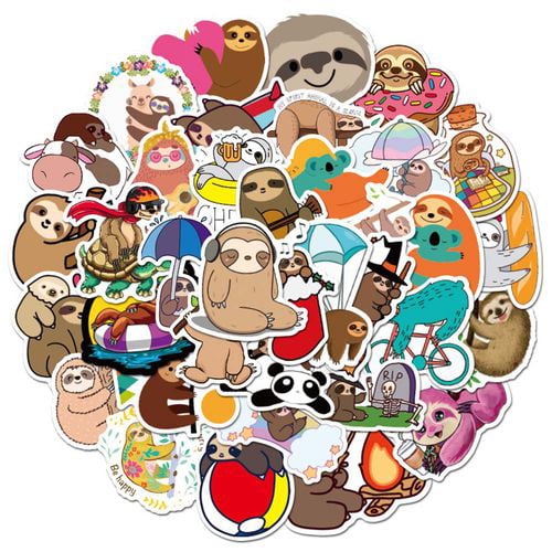 50PCS Cartoon Sloth INS Vsco Stickers Laptop Luggage Refrigerator Toy Sticke  PT 