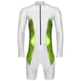 thumbnail image 3 of Yeahdor Men's Color Block Long Sleeve Surfing Swimsuit Zipper Bathing Suit Sun Protection Rash Guard White L, 3 of 5