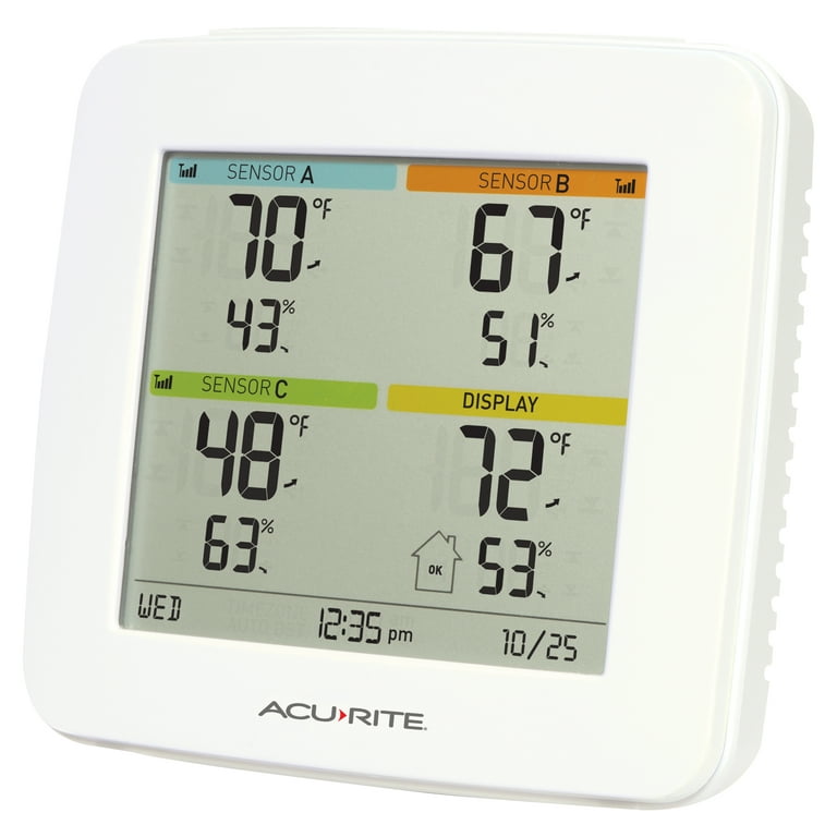 AcuRite 01090M Multi-Sensor Thermometer with 3 Indoor/Outdoor Temperature  Sensors