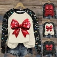 thumbnail image 4 of Cmfcve Women's Cute Christmas Sweatshirt Plus Size Sequins Patchwork Print Pullover Raglan Long Sleeve Crew Neck Xmas Base Apparel, 4 of 4