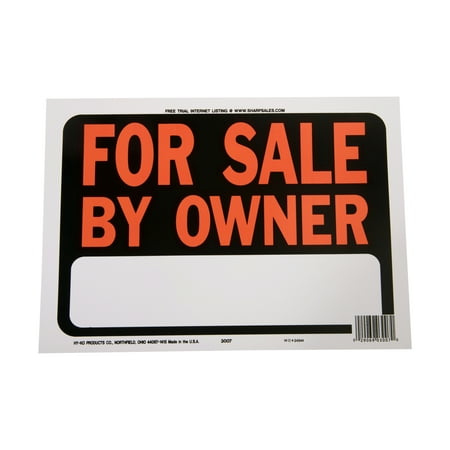 Hy-Ko Plastic For Sale by Owner Real Estate Sign, 9â x 12â