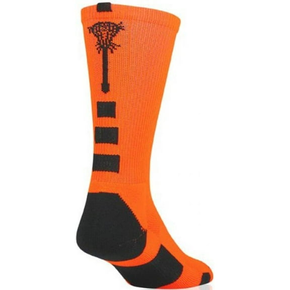 Midline Lacrosse Logo Crew Socks (Neon Orange/Black, Medium)