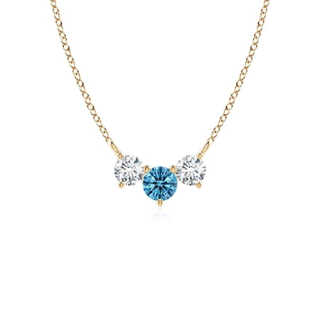 ANGARA Lab Grown Blue & White Diamond Necklace for Women in 14K Yellow Gold (Size-4mm| Clarity-VS) | April Birthstone, Anniversary, Jewelry Gift for Women | Lab-Grown Blue Diamond Necklace