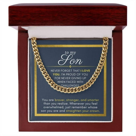 Gift For Son, Never Giving Up, Cuban Chain Men Necklace