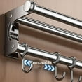 thumbnail image 3 of SHIQI-Hanging Wall Mount Knife Wall Mount, Space-Saving Kitchen Utensil Rack with Hooks, Kitchen Storage Shelf for Utensils Spatula Spoon, Hanging Pot Rack, Easy to Clean (Grey, 50CM+10Hook), 3 of 4