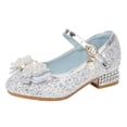 thumbnail image 2 of Fozruso Sparkling Crystal Girls Sandals Soft Sole Shoes For Toddler Kids Comfortable Dressy Casual Lightweight Footwear（3 12Y）,Sizes 1.5 Big Kid 9.5-10 Years(Silver), 2 of 5