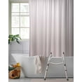 thumbnail image 2 of Split Shower Curtain for Transfer Bench, Beige Ombre Fabric Shower Curtains for Bathroom, White Gradient Modern Abstract Art Tub Sliding Transfer Bench Waterproof Bath Curtains 72"x72", 2 of 9