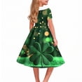 thumbnail image 5 of hengsof Girls Themed Print Collared Dress for 5-14 Years, Short Sleeve Button Detail Party Gown, Holiday Celebration Formal Wear, 5 of 7