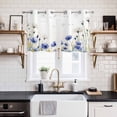 thumbnail image 2 of 2 Panels Kitchen Tier Curtains 39 Inch Length, Botanical Flowers Grommets Window Treatment Curtain, Watercolor Country Blue White Floral Thermal Curtains Drapes for Living Room/Bathroom, 2 of 9