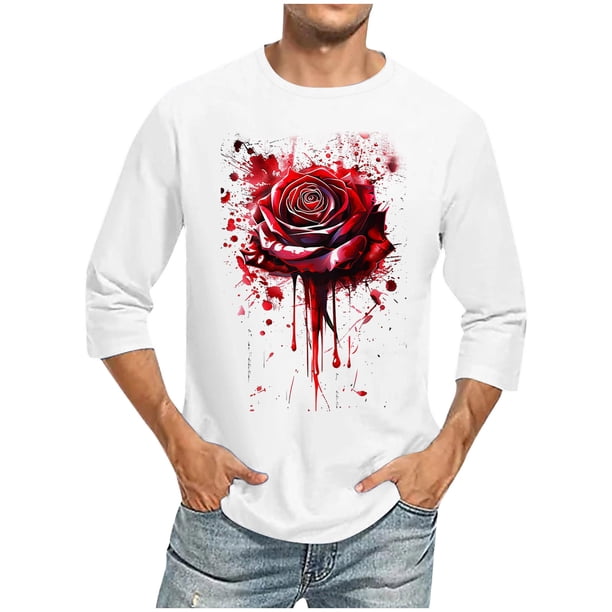 Blusas y camisas de manga larga y cuello redondo para hombre, blusas casuales de moda con cuello redondo y manga corta, blusas de poliéster para hombre