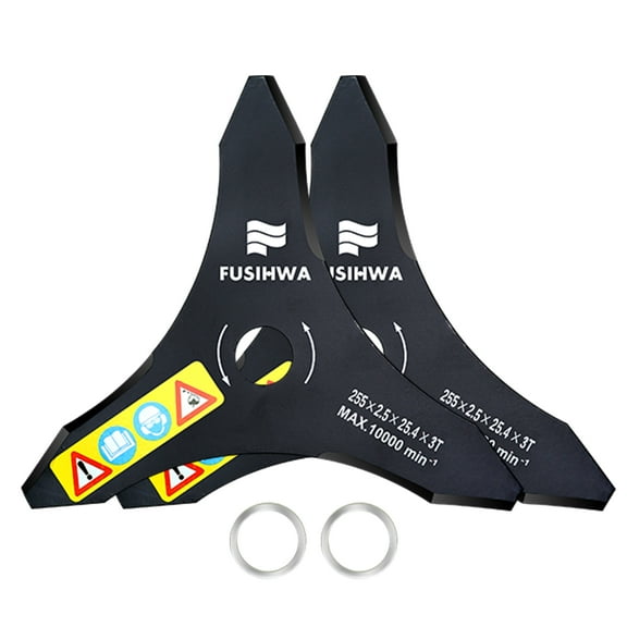 Fusihwa 2-Set 10" x 3 Teeth Carbon Steel Brush Cutter Blade for Weedeater,thickness 2.5mm, Weed Eater Trimmer Blade Attachment for 25.4mm or 20 mm Arbor Compatible with Stihl,Husqvarna, Ego, and More