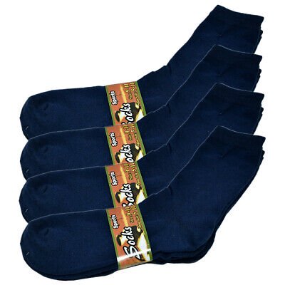 

3-12 Pairs Womens Girl Solid Navy Cotton Casual Classic Crew Socks Size 9-11
