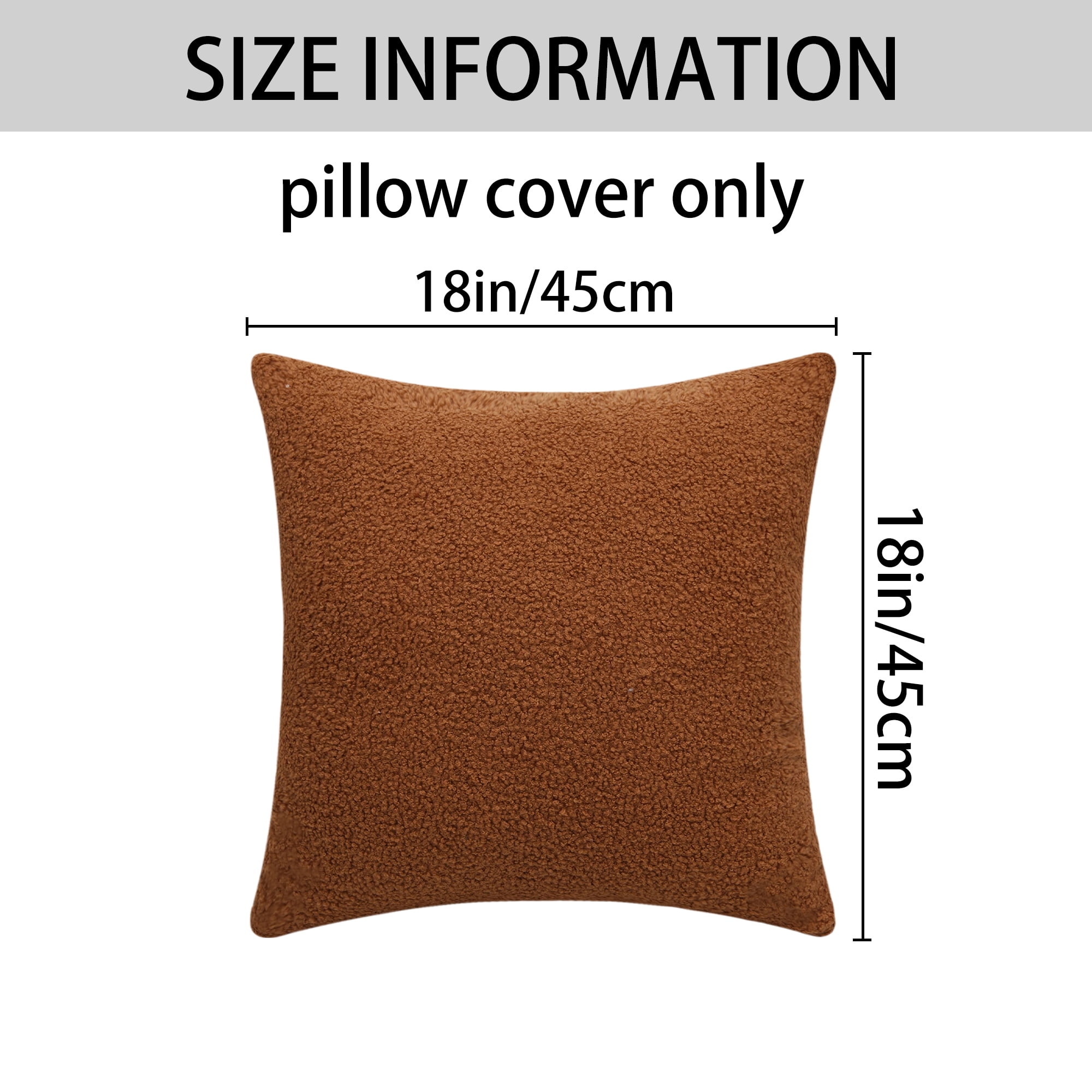 Unique Bargains Set of 2 Solid Soft Cushion Pillow Covers Brown 18" x 18"