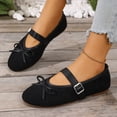 thumbnail image 5 of Womens Faux Suede Bow Mary Jane Flats Comfortable Round Toe Casual Shoes with Adjustable Strap Black,Size 9, 5 of 9