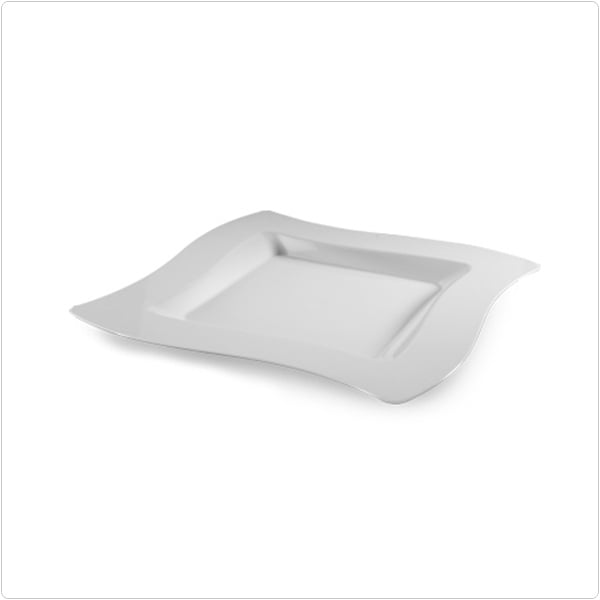 6 1/2" Sq. Black Wave Shape Plastic Dessert Plates, 10/PK