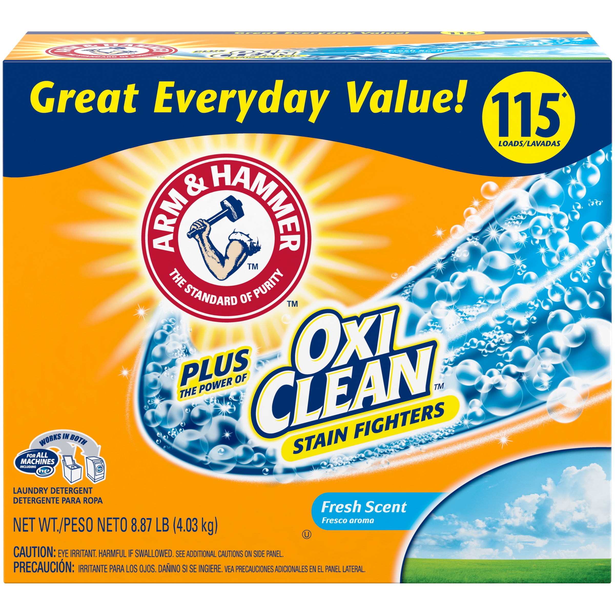 Arm & Hammer Plus OxiClean Powder Laundry Detergent, Fresh Scent, 115
