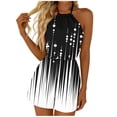 thumbnail image 2 of Lcziwo Summer Short Rompers for Women Halter Neck Lace Up Boho Floral Print Jumpsuits Backless Cinch Waist Casual Loose Overalls with Pockets Black,XXL, 2 of 7