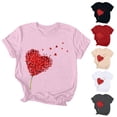 thumbnail image 4 of WREESH Graphic Shirts for Women Valentine's Day Heart Printed Short Sleeve Tees Tops for 2025 Spring Summer T-Shirts Beige, 4 of 4