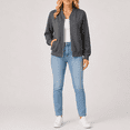 thumbnail image 4 of LLYWEY Womens Zip-up Fleece Sweatshirt, Front Full Zipper Jackets No Hood, Fall Casual Loose Long Sleeve Sweatshirt with Side Pockets Dark Gray XL, 4 of 10