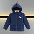 thumbnail image 2 of THDHVS Boys Zip Up Hoodie Dinosaur Long-Sleeve Thick Warm Kid's Hooded Zippered Print Jacket for Boys and Girls Navy 5-6 Years, 2 of 8