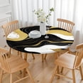 thumbnail image 3 of Black and Gold Marble Wavy Lines Pattern Round Fitted Tablecloth with Elastic Edge,Dining Table Cover Waterproof,Outdoor Round Tablecloth for Camping,Dining,Indoor and Outdoor, 3 of 7