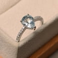 thumbnail image 2 of Aquamarine ring, pear cut blue gemstone, March birthstone, sterling silver ring, wedding ring, 2 of 4