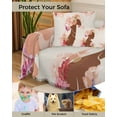 thumbnail image 4 of Bohemian Flower Women Sofa Couch Covers for 3 Cushion Couch,Washable L Shape Sectional Sofa Covers for Loverseat/Pet/Kid,Aesthetic Middle Century Slipcover Throw Blanket Futon Cover 71''x134'', 4 of 8