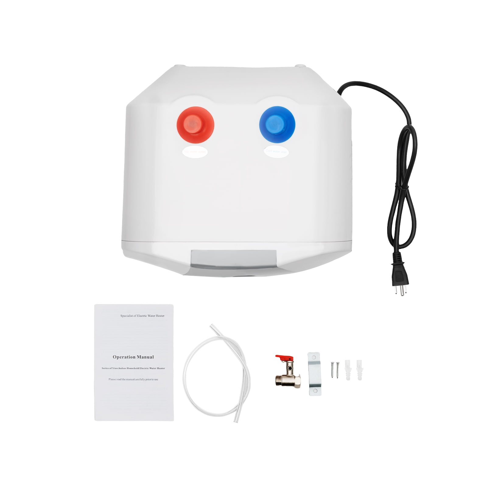 ChicHomey 8L ​​Fast Heating Compact Electric Water Heater,Adjustable Temp,Small Space Vertical Installation, 1500W Power,for Kitchen, Bathroom, RV