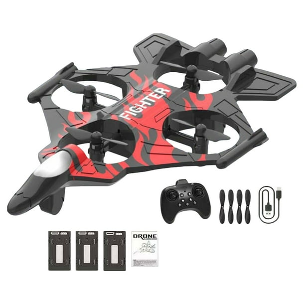 Avión RC Avión de control remoto Avión fácil de controlar con luz Stunt Roll Portátil rojo con 3 pilas
