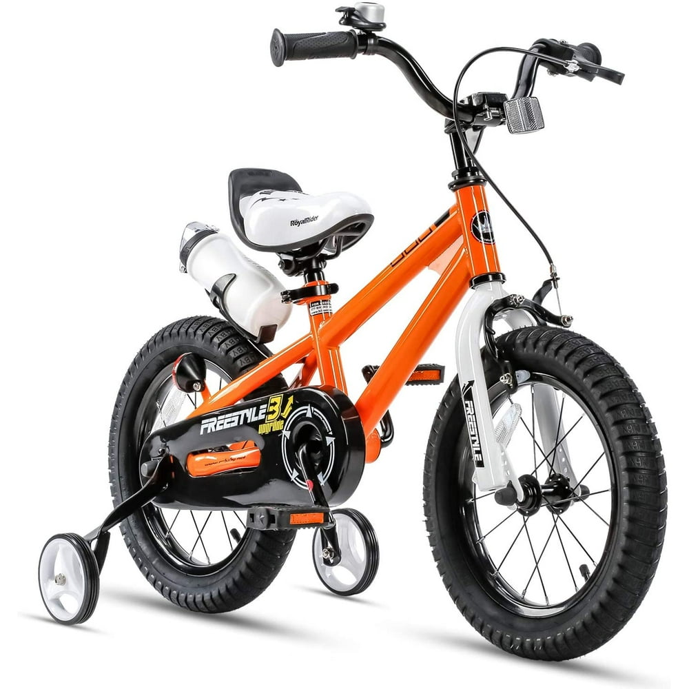 RoyalBaby Freestyle 12" Orange Kids Bike Boys and Girls Bike with