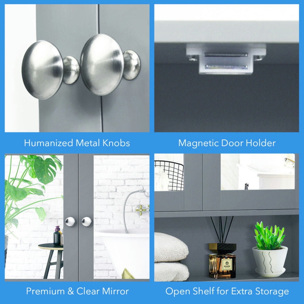Finihen Bathroom Wall Cabinet, Wall Mounted Bathroom Mirror Cabinet, Bathroom Wall Mount Mirror Cabinet Organizer, for Bathroom, Gray Finihen Bathroom Wall Cabinet, Wall Mounted Bathroom Mirror Cabinet, Bathroom Wall Mount Mirror Cabinet Organizer, for Bathroom, Gray