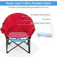 thumbnail image 6 of Costway Oversized Folding Padded Camping Moon Saucer Chair Bag Outdoor Fishing Red, 6 of 9