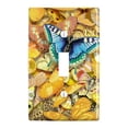 thumbnail image 1 of Be Unique Blue Gold Butterflies Plastic Wall Decor Toggle Light Switch Plate Cover, 1 of 4