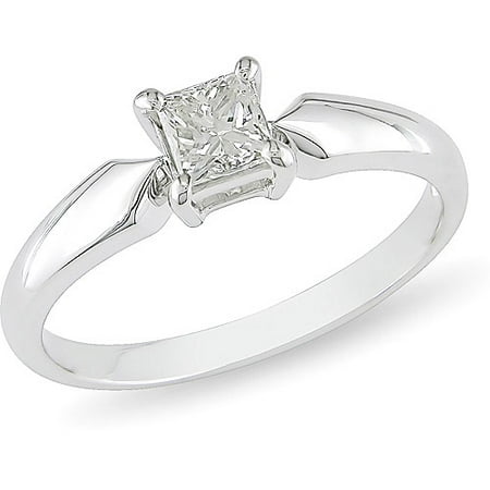 1/2 Carat T.W. Princess Cut Diamond Solitaire Engagement Ring in 14kt White Gold