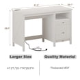 thumbnail image 6 of 47" Farmhouse Executive Desk with 2 Drawers, Home Office Desk with Charging Station and Open Shelf, Morden Writing Table for Study and Bedroom, White, 6 of 6