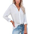 thumbnail image 2 of LYXSSBYX Womens Long Sleeve Tops Clearance Women's Tops Single Breasted Long Sleeve Shirt Tops Loose Lapel Shirt Blouse, 2 of 8