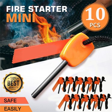 10-Pack Magnesium Flint Fire Starter Blocks – Emergency Survival Tool For Camping, Black, 7.7cm