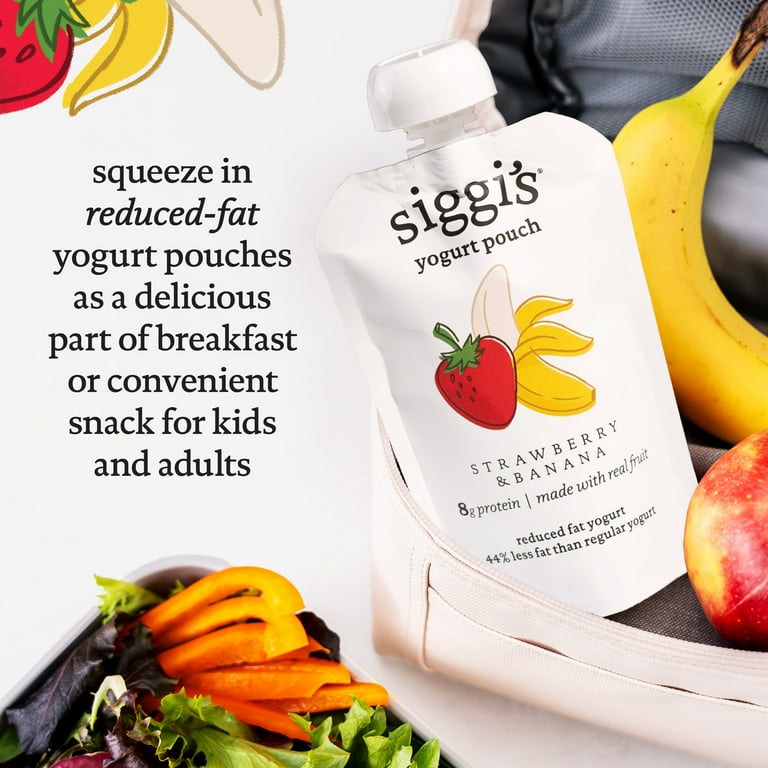 siggi's Reduced Fat Yogurt Pouches with Strawberry Banana 3.5 oz