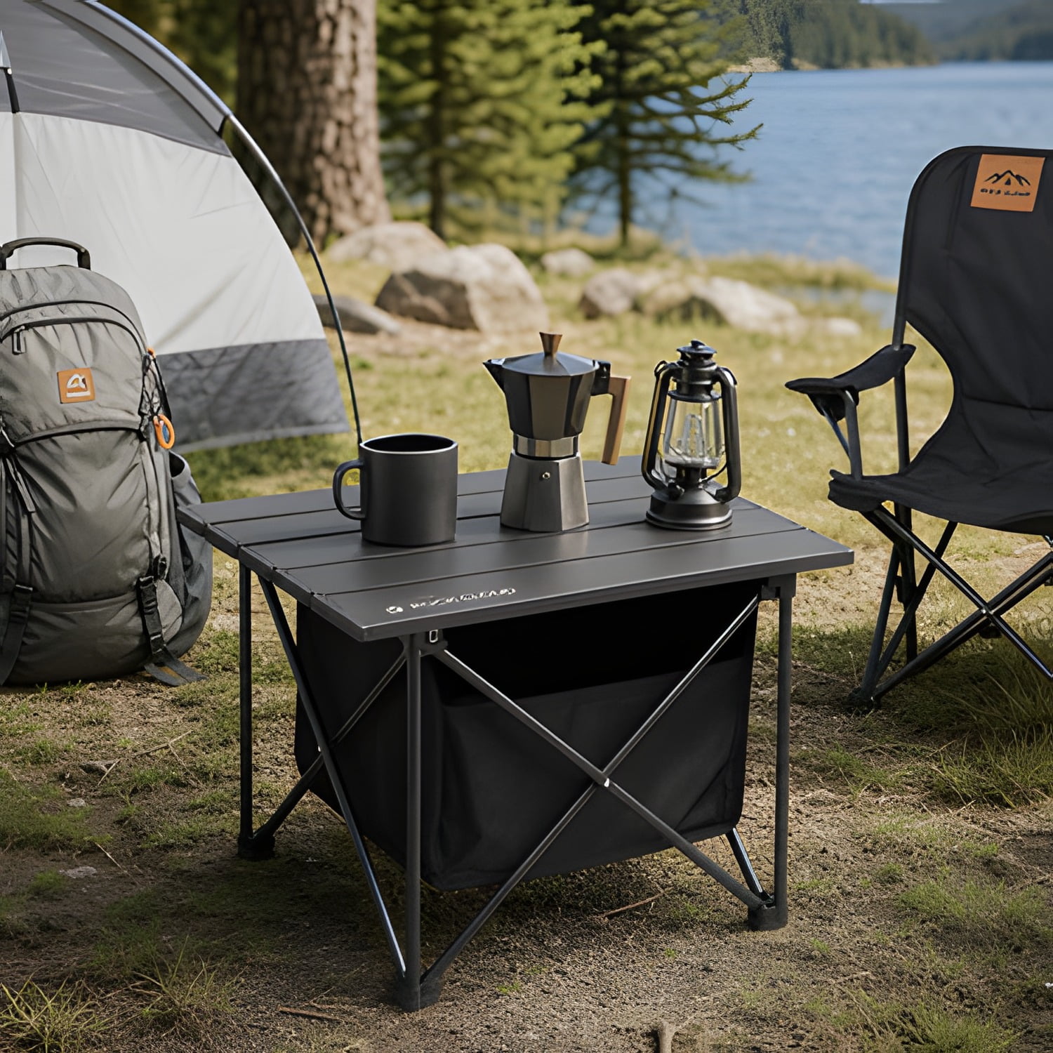 Portable Camping Table Ultralight Aluminum Camp Table Folding Compact Beach Table for Camping Hiking Backpacking Outdoor Picnic (Reinforced Frame-Small)