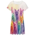 thumbnail image 3 of Pictures Of Colorful Cats Dress Summer Street Style Dresses Female Short Sleeve Printed Sundress, 3 of 7