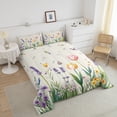 thumbnail image 4 of Erosebridal Tulip Lavender Flower Bedding Twin Comforter Set, Spring Plants Leaves Down Comforter, Reversible 2 Pieces, 4 of 7