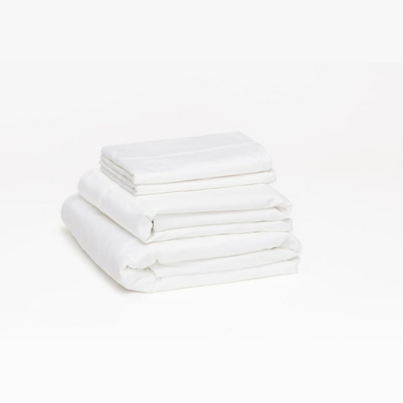 Juego de Sábanas de Algodón tipo Satín Luuna, Sábanas de Cama Frescas y Resistentes, Matrimonial blanco Matrimonial