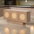 thumbnail image 6 of Benjara Noe Ohan 70" Sideboard Buffet Console- 3 Doors- Light Brown Rubberwood, 6 of 6