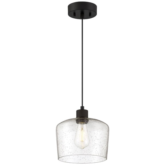 63141LEDDLP-MBL/SDG Access Lighting Port Nine - 9W 1 LED Pendant In Transitional Style-9.25 Inches Tall and 9 Inches Wide-Matte Black Finish-Seeded