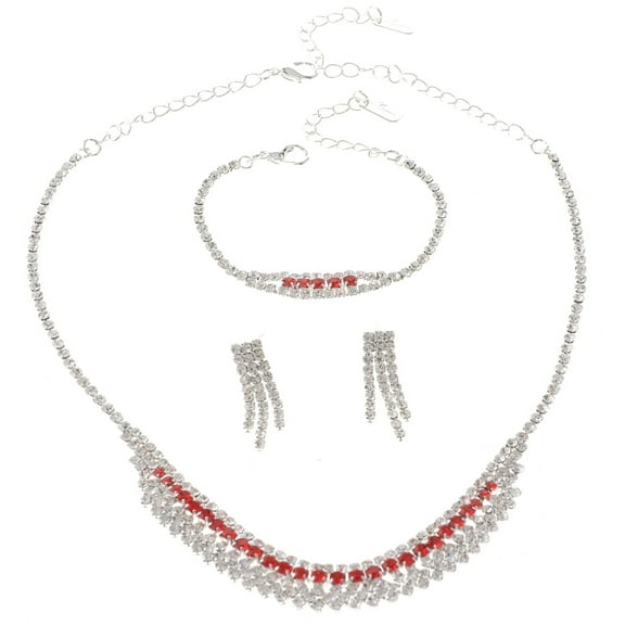 Rhinestone Necklace Bracelet Set