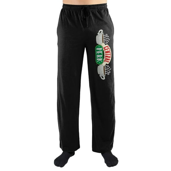 Friends Sitcom Central Perk Mens Black Sleep Pajama Pants-Medium