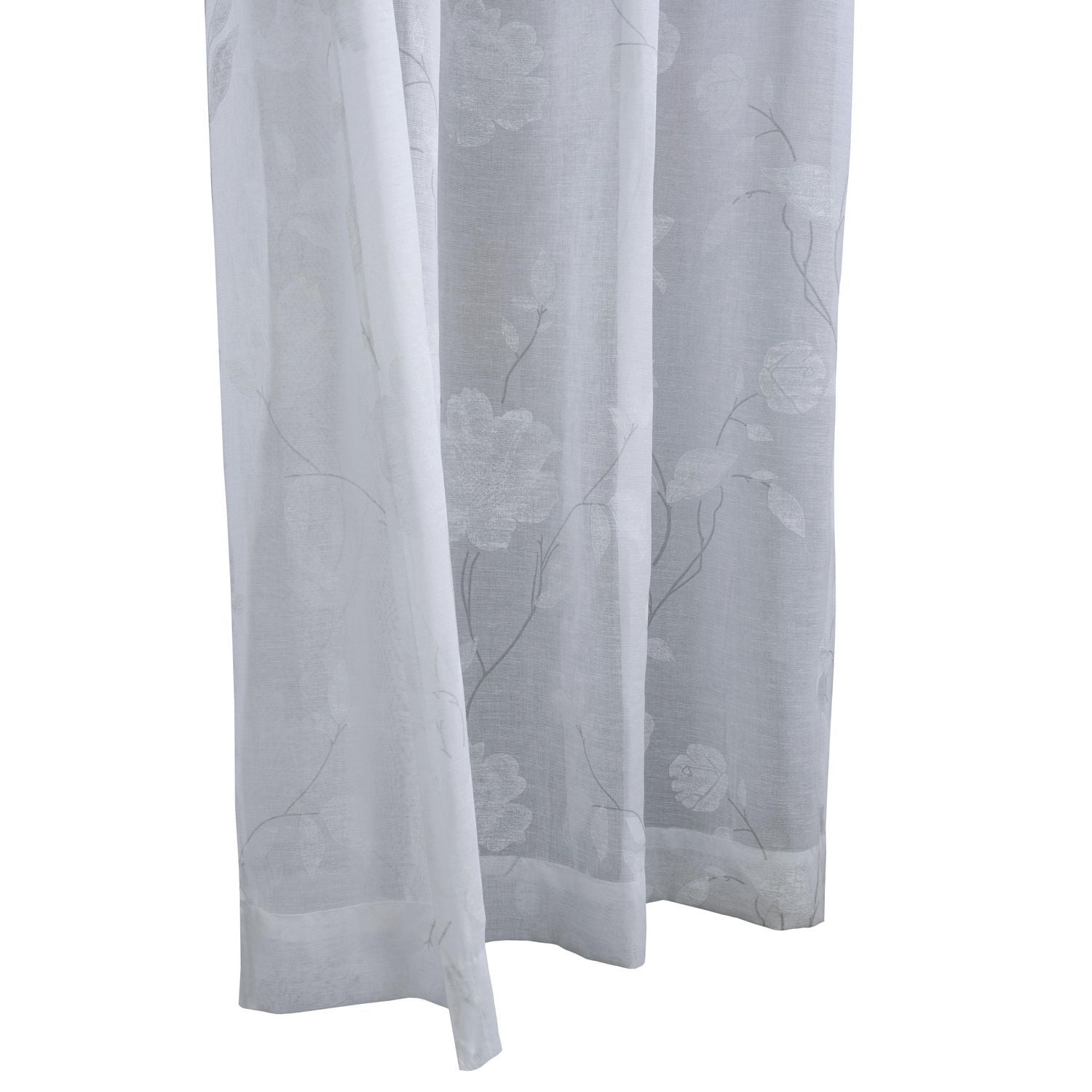 Loft Living Greeley Faux Linen Printed Branches Grommet Single Curtain Panel Semi-sheer 52" x 95" in White