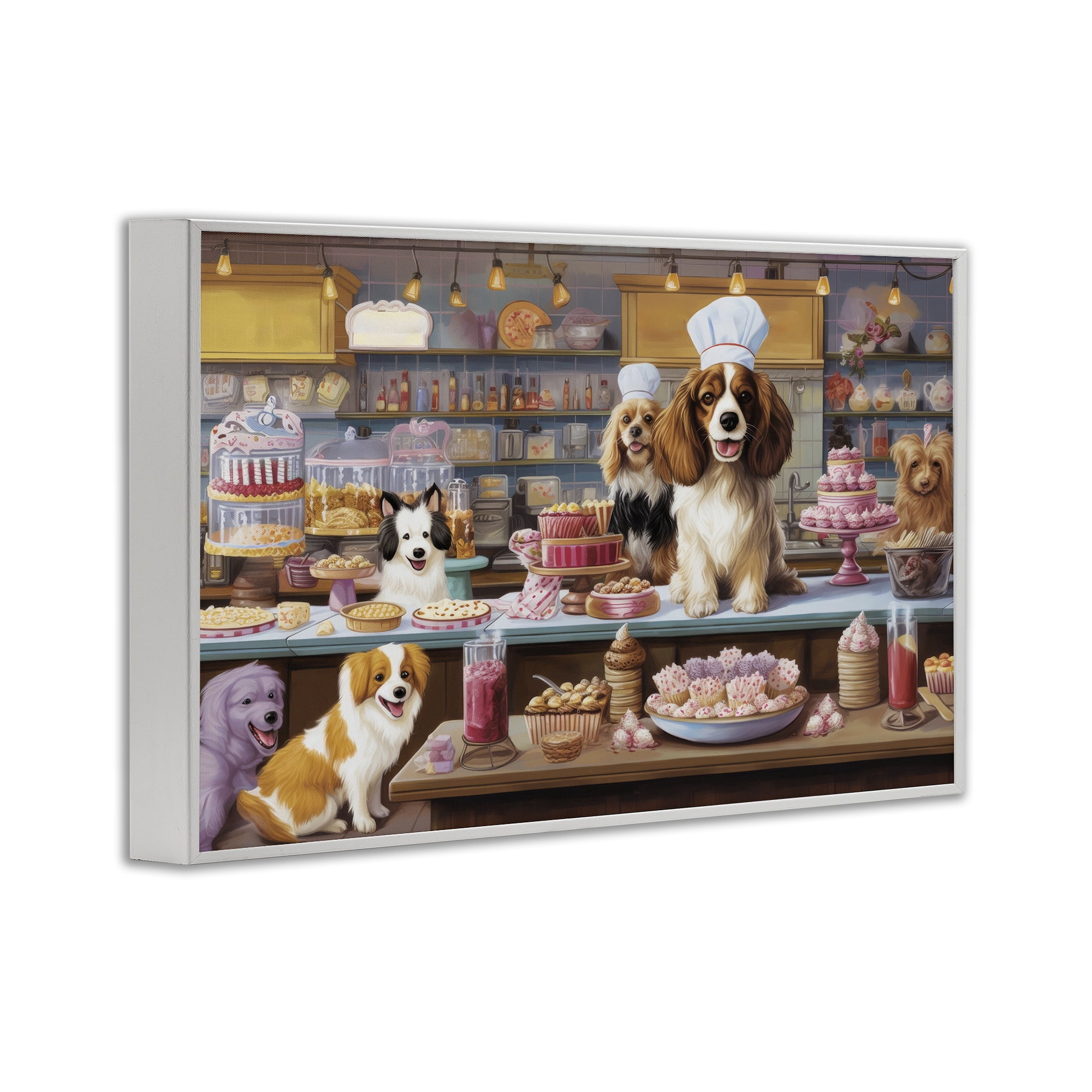 Stupell Industries Sweet Treats Pastry Dogs Food & Beverage Painting White Framed Art Print Wall Art, 24 x 16