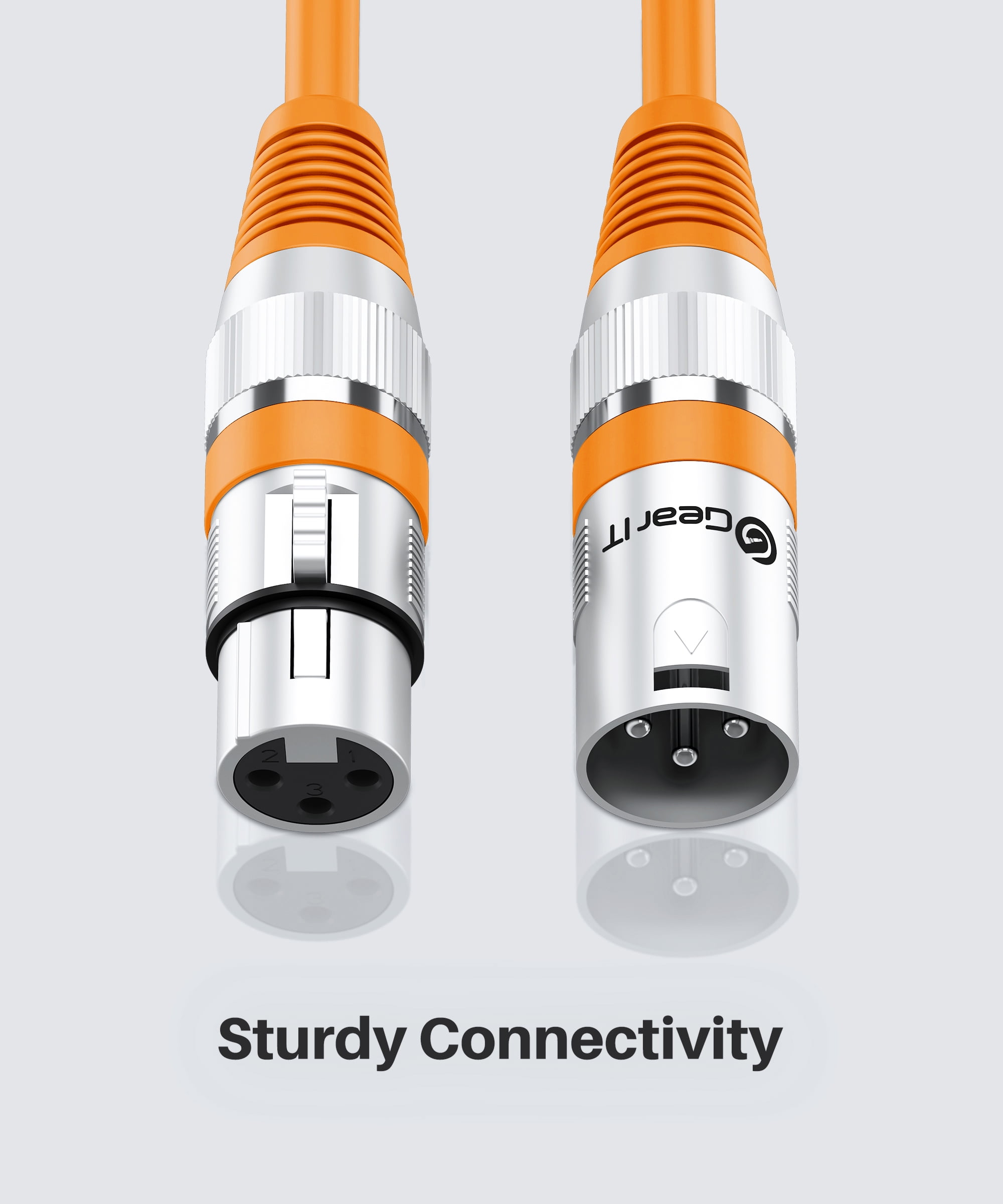 GearIT XLR to XLR Microphone Cable (100 Feet, 1 Pack) XLR Male to Female Mic Cable 3-Pin Balanced Shielded XLR Cable for Mic Mixer, Recording Studio, Podcast - Orange, 100Ft, 1 Pack