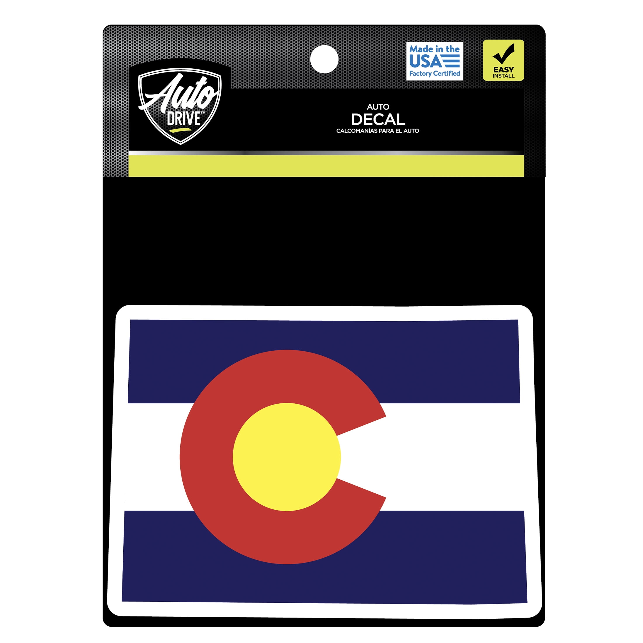 (2 pack) Auto Drive Colorado State Vinyl Auto Decal, Multicolor, 5.875” x 4.25”